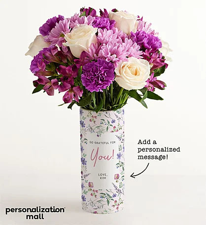Personalized “So Grateful for You” Vase Arrangement