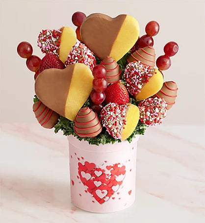 Chocolate-Dipped Heart Fruit Bouquet