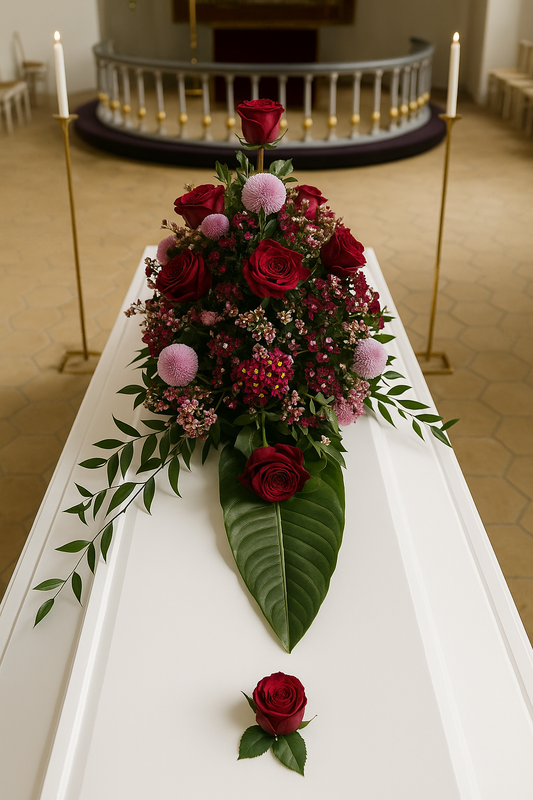 Casket Spray – Classic Red & Pink Elegance