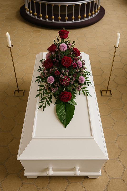 Casket Spray – Classic Red & Pink Elegance