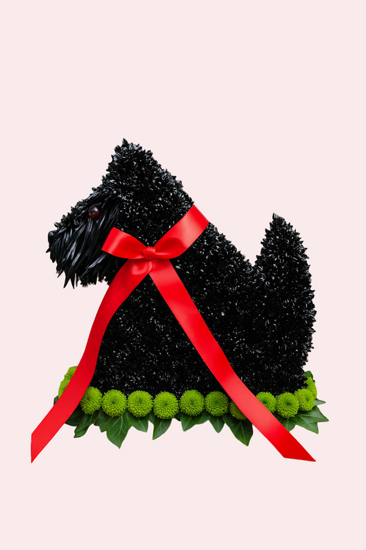 Begravelsesblomster i hundeform – Et kærligt minde arrangement