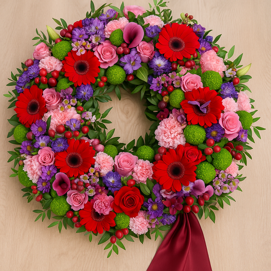 Vibrant Love Funeral Wreath – Colorful Tribute