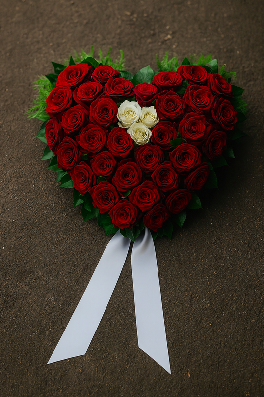 Red & White Rose Heart – Loving Memory Tribute