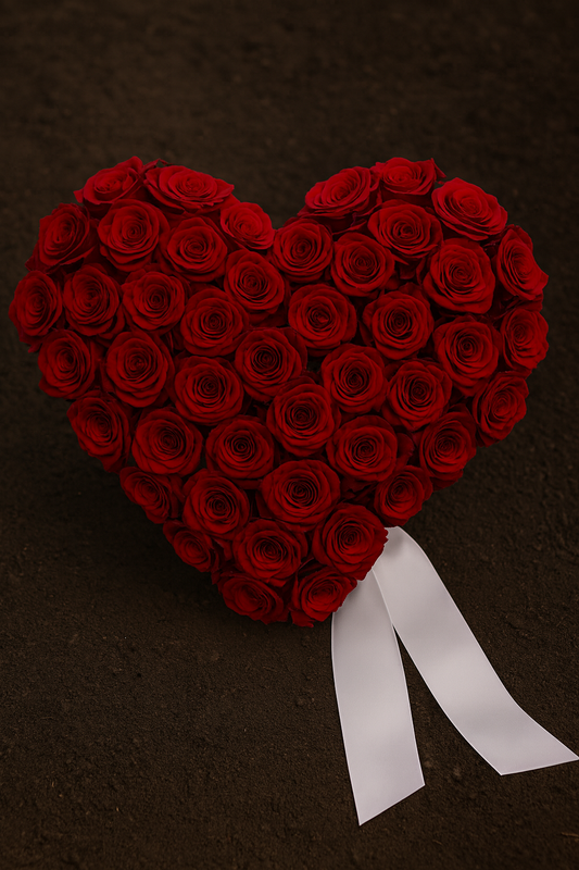 Open Heart with Red Roses – Forever in Our Hearts