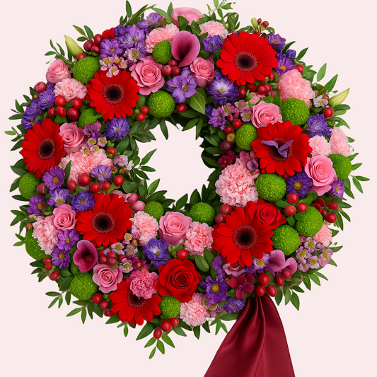 Vibrant Love Funeral Wreath – Colorful Tribute