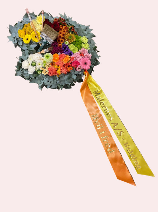 Painter’s Palette Funeral Decoration (Malerpalette i Blomster)