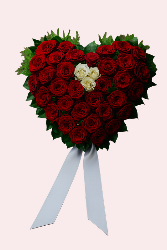 Red & White Rose Heart – Loving Memory Tribute