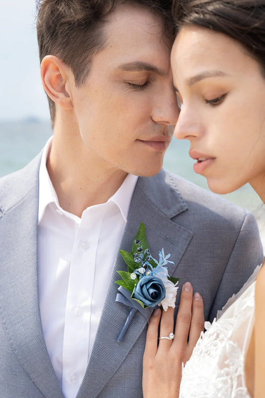 Dusty Blue Groomsmen Boutonniere