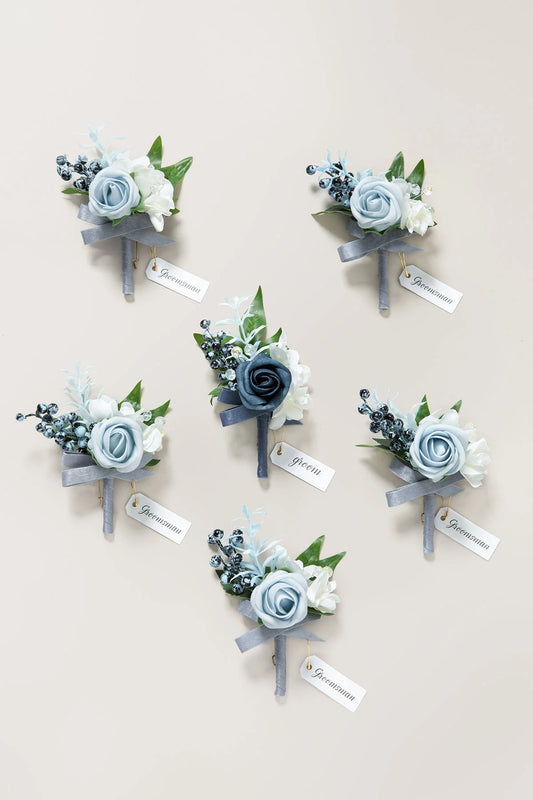 Dusty Blue Groomsmen Boutonniere
