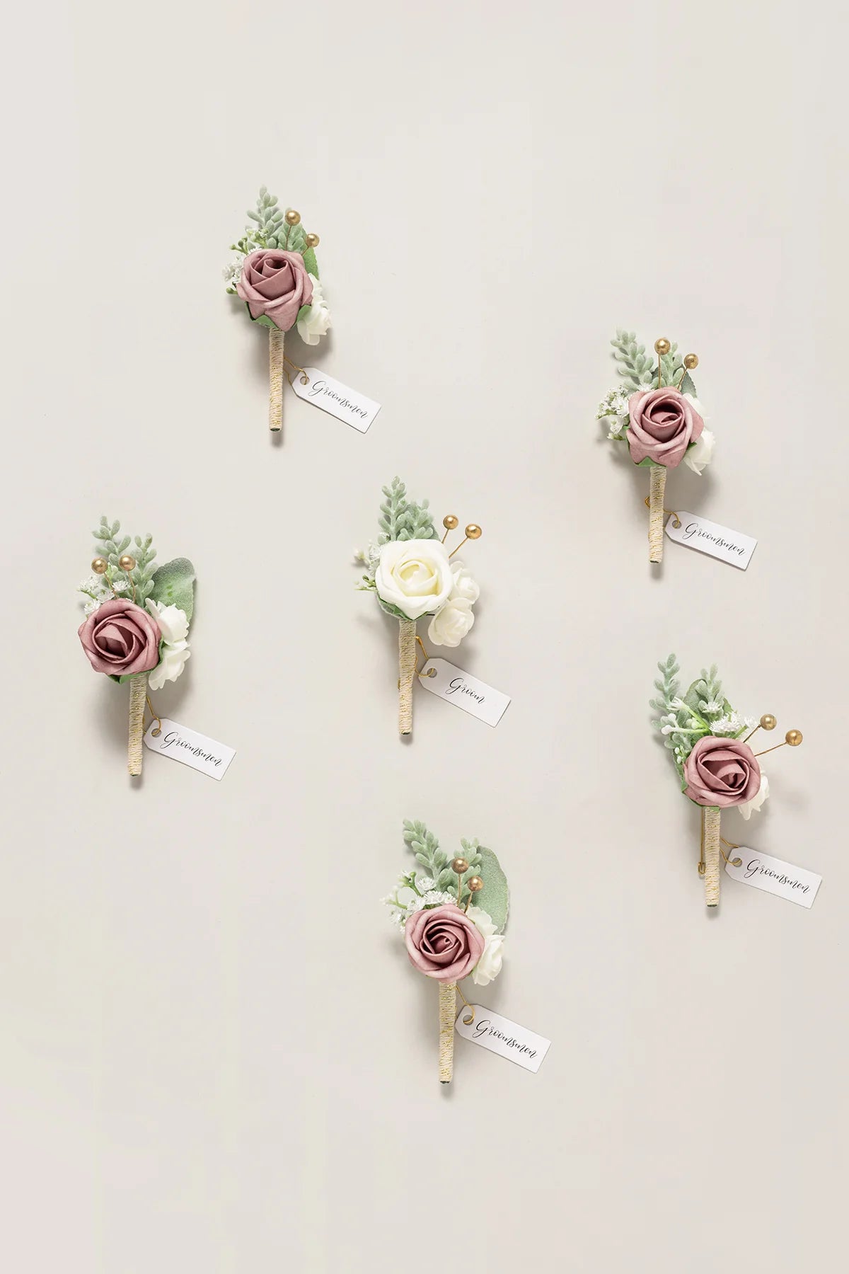 Mauve Rose Groomsmen Boutonniere