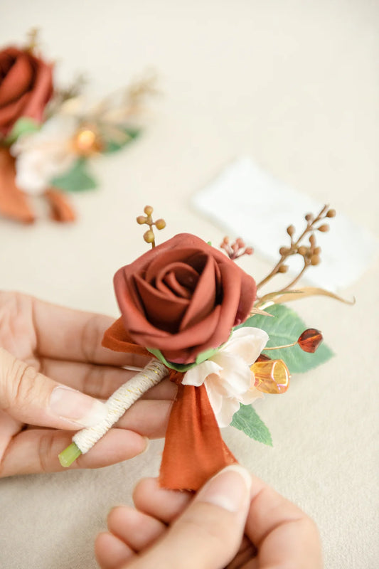 Terracotta Gold Groomsmen Boutonniere