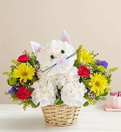 Sweet Kitty Flower Basket
