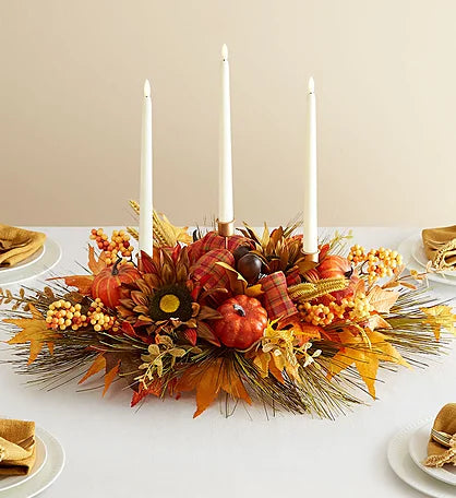 Autumn Candle Trio Centerpiece