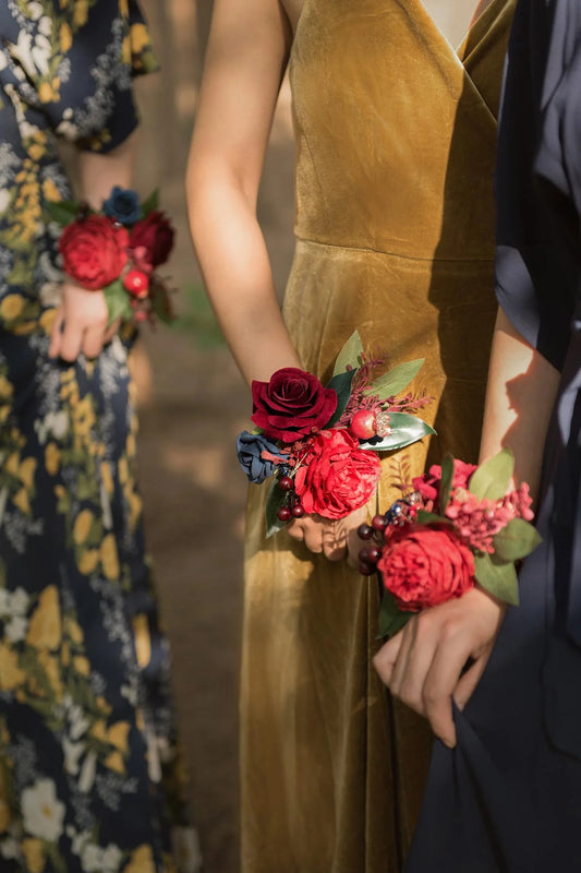Crimson Elegance Wrist Corsage