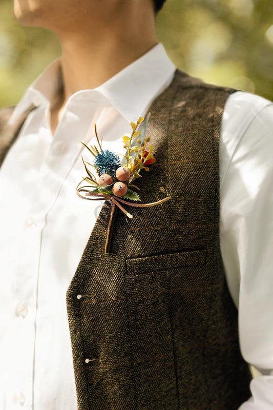 Rustic Thistle & Eucalyptus Boutonniere