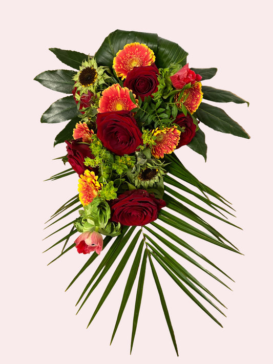 Barebuket – Red Roses & Fiery Gerberas