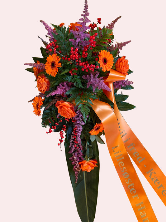 Båredekoration – Farvel med orange glød