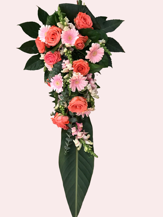 Barebuket – Peach Roses & Soft Pink Gerberas