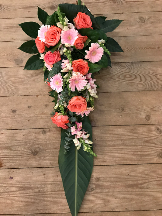 Barebuket – Peach Roses & Soft Pink Gerberas
