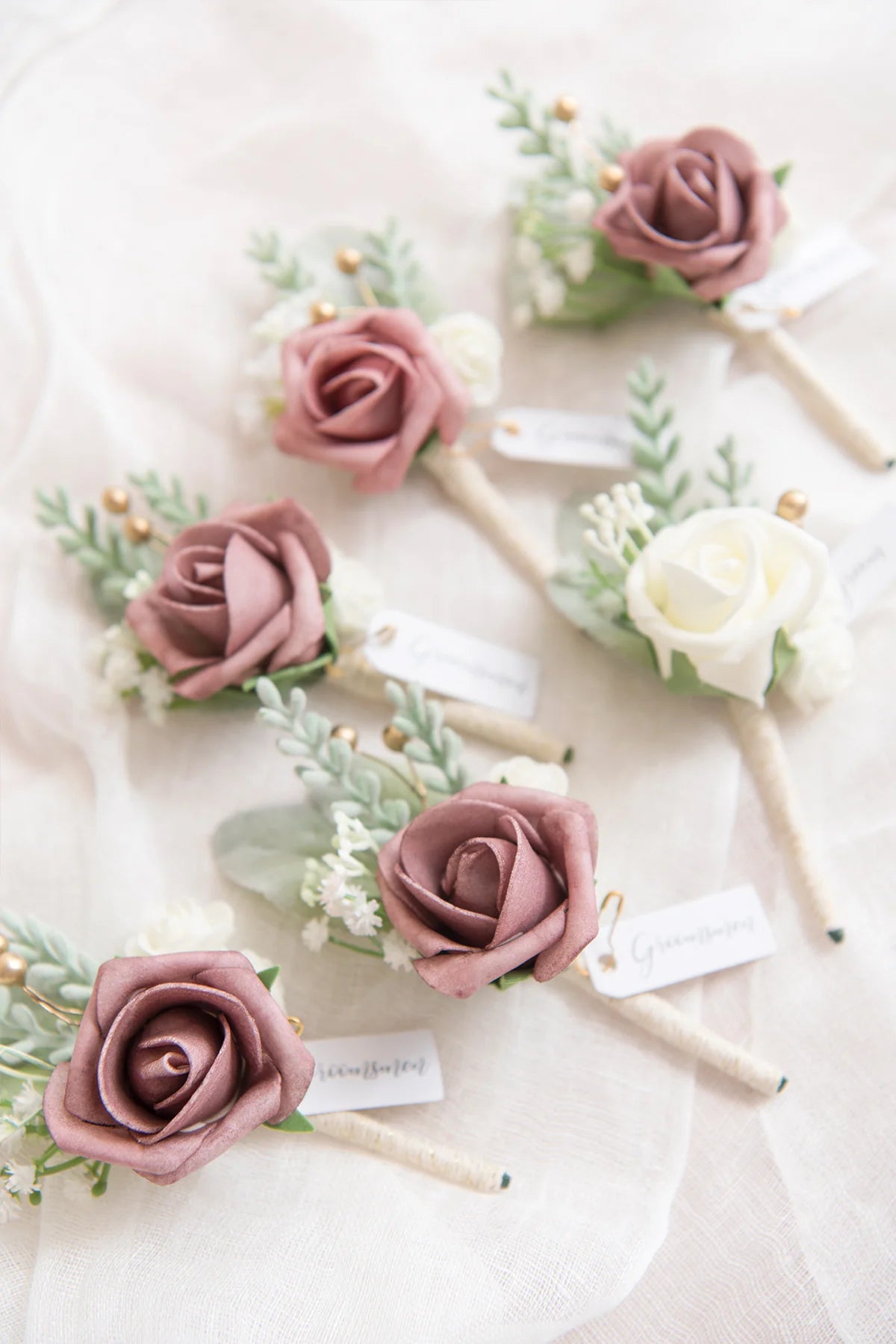 Mauve Rose Groomsmen Boutonniere